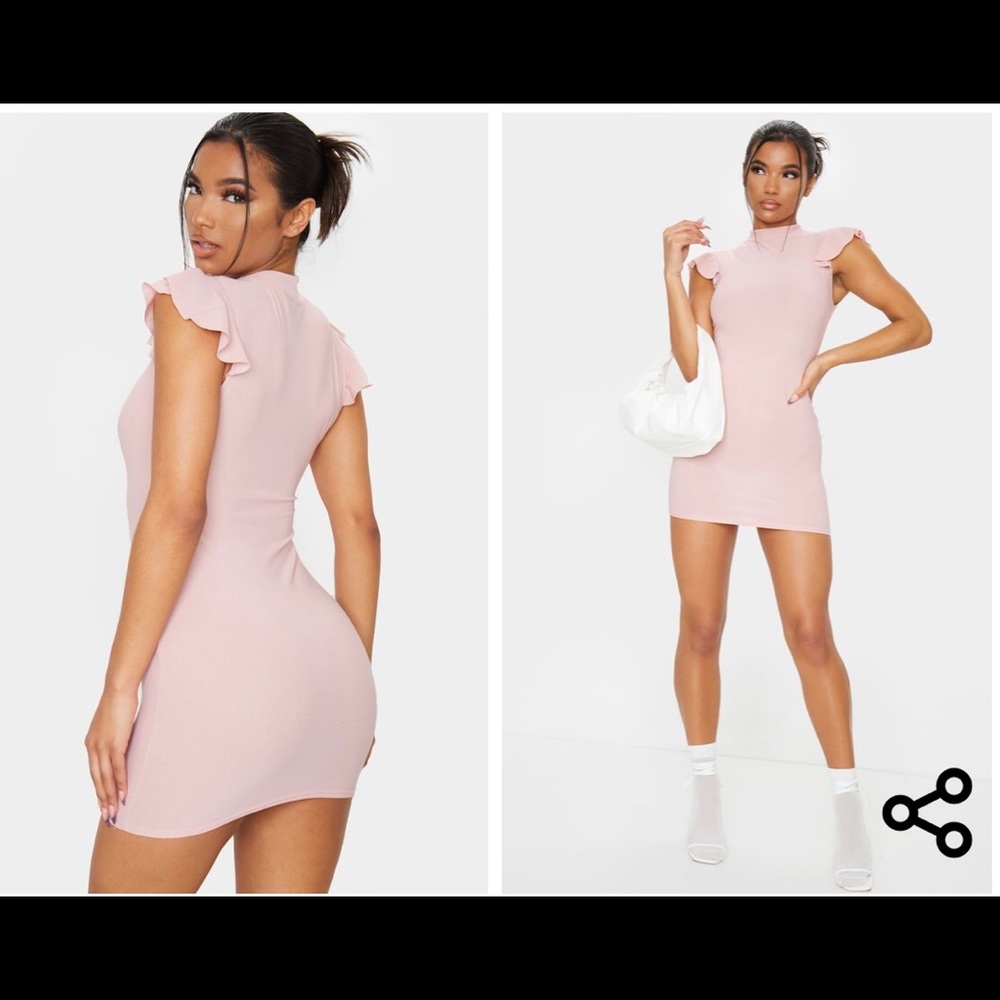 Rose high neck cap-sleeve bodycon dress ✨👗 - Picture 4 of 5